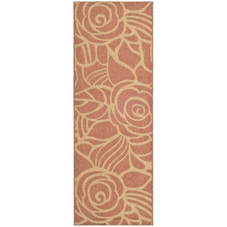 Safavieh 2 Ft. -7 In. X 8 Ft. -2 In. Runner Indoor-Outdoor Courtyard- Rust And Sand- Machine Made Rug CY5141A-38